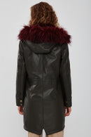 Celine Women's Green Hooded Fur Parka | Derimod Celine Women's Green Hooded Fur Parka | Derimod