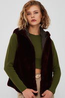 Celine Women's Green Hooded Fur Parka | Derimod Celine Women's Green Hooded Fur Parka | Derimod