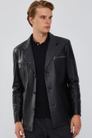 Bernard Men's Leather Jacket | Derimod Bernard Men's Leather Jacket | Derimod