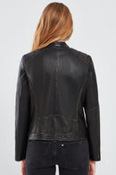 Tampa Women's Bronze Emblem Sports Leather Coat | Derimod Tampa Women's Bronze Emblem Sports Leather Coat | Derimod