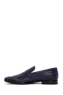 Men's Navy Blue Leather Printed Classic Loafer | Derimod Men's Navy Blue Leather Printed Classic Loafer | Derimod