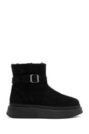 Women's Black Thick-Soled Suede Leather Boots | Derimod Women's Black Thick-Soled Suede Leather Boots | Derimod