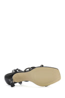 Women's Black Ankle Strap Stone Thin Heel Sandals | Derimod Women's Black Ankle Strap Stone Thin Heel Sandals | Derimod