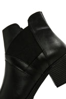 Women's Black Thick Heeled Zippered Leather Boots | Derimod Women's Black Thick Heeled Zippered Leather Boots | Derimod