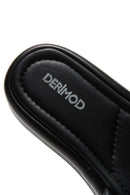 Women's Black Leather Braided Comfort Slippers | Derimod Women's Black Leather Braided Comfort Slippers | Derimod