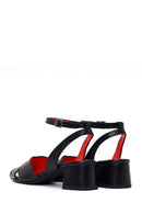 Derimod Gritti Woman Black Ankle-Buckle Short Chunky-Heel Leather Sandal | Derimod Derimod Gritti Woman Black Ankle-Buckle Short Chunky-Heel Leather Sandal | Derimod