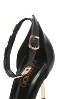 Women's Black Ankle Strap Thin Heeled Leather Shoes | Derimod Women's Black Ankle Strap Thin Heeled Leather Shoes | Derimod