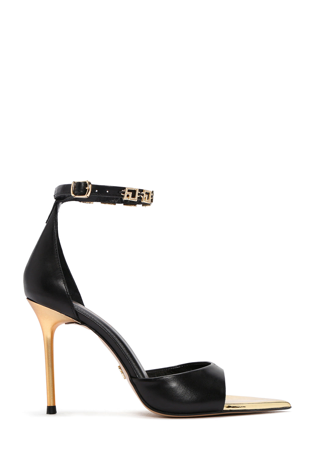 Kadın Siyah Bilekten Bantlı İnce Topuklu Deri Ayakkabı
