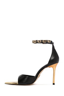 Women's Black Ankle Strap Thin Heeled Leather Shoes | Derimod Women's Black Ankle Strap Thin Heeled Leather Shoes | Derimod