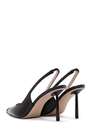 Women's Black Open-Back Heeled Patent Leather Shoes | Derimod Women's Black Open-Back Heeled Patent Leather Shoes | Derimod