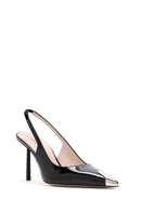 Women's Black Open-Back Heeled Patent Leather Shoes | Derimod Women's Black Open-Back Heeled Patent Leather Shoes | Derimod