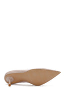 Women's Beige Heeled Leather Stiletto | Derimod Women's Beige Heeled Leather Stiletto | Derimod