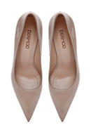 Women's Beige Heeled Leather Stiletto | Derimod Women's Beige Heeled Leather Stiletto | Derimod