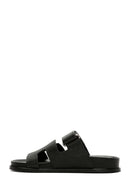 Women's Black Leather Slippers | Derimod Women's Black Leather Slippers | Derimod