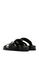 Women's Black Leather Slippers | Derimod Women's Black Leather Slippers | Derimod