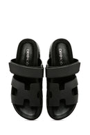 Women's Black Leather Slippers | Derimod Women's Black Leather Slippers | Derimod