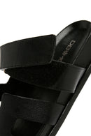 Women's Black Leather Slippers | Derimod Women's Black Leather Slippers | Derimod
