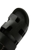 Women's Black Leather Slippers | Derimod Women's Black Leather Slippers | Derimod