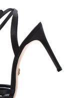 Women's Black Ankle Strap Stone Thin Heeled Leather Stiletto | Derimod Women's Black Ankle Strap Stone Thin Heeled Leather Stiletto | Derimod