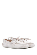 Women's White Leather Masculine Loafer | Derimod Women's White Leather Masculine Loafer | Derimod