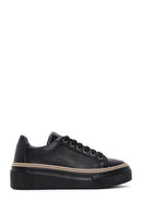 Women's Black Lace-up Thick-Sole Leather Sneaker | Derimod Women's Black Lace-up Thick-Sole Leather Sneaker | Derimod