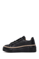 Women's Black Lace-up Thick-Sole Leather Sneaker | Derimod Women's Black Lace-up Thick-Sole Leather Sneaker | Derimod