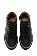 Women's Black Lace-up Thick-Sole Leather Sneaker | Derimod Women's Black Lace-up Thick-Sole Leather Sneaker | Derimod
