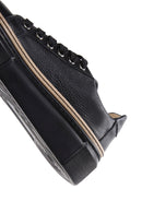 Women's Black Lace-up Thick-Sole Leather Sneaker | Derimod Women's Black Lace-up Thick-Sole Leather Sneaker | Derimod