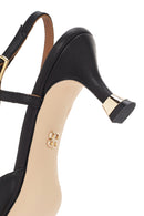 Women's Black Open Back Thin Heeled Leather Shoes | Derimod Women's Black Open Back Thin Heeled Leather Shoes | Derimod