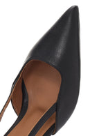 Women's Black Open Back Thin Heeled Leather Shoes | Derimod Women's Black Open Back Thin Heeled Leather Shoes | Derimod