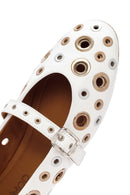 Women's White Leather Ballerinas | Derimod Women's White Leather Ballerinas | Derimod