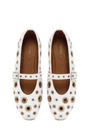 Women's White Leather Ballerinas | Derimod Women's White Leather Ballerinas | Derimod