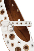 Women's White Leather Ballerinas | Derimod Women's White Leather Ballerinas | Derimod