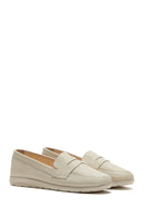 Women's Beige Leather Comfort Loafer | Derimod Women's Beige Leather Comfort Loafer | Derimod