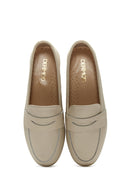 Women's Beige Leather Comfort Loafer | Derimod Women's Beige Leather Comfort Loafer | Derimod