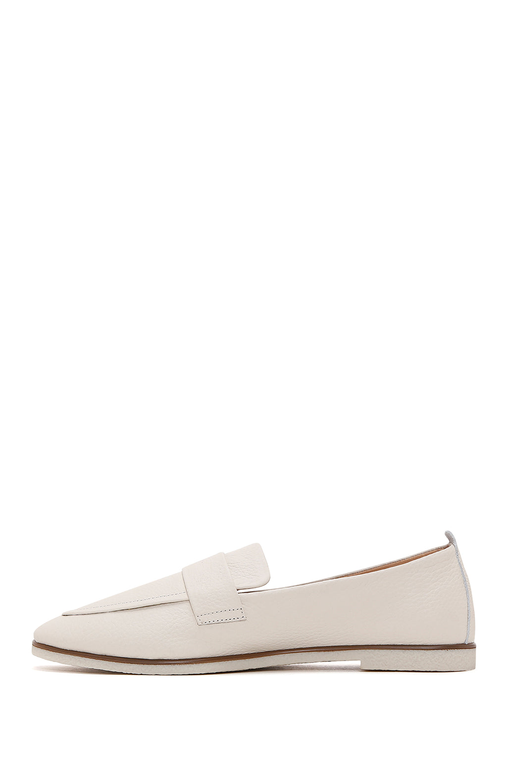 Kadın Bej Deri Maskülen Loafer