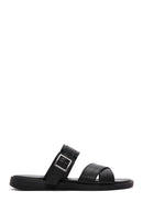 Women's Black Buckle Leather Slippers | Derimod Women's Black Buckle Leather Slippers | Derimod