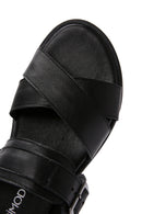 Women's Black Buckle Leather Slippers | Derimod Women's Black Buckle Leather Slippers | Derimod