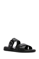 Women's Black Buckle Leather Slippers | Derimod Women's Black Buckle Leather Slippers | Derimod