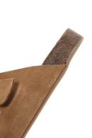 Women's Tan Double Buckle Suede Leather Slippers | Derimod Women's Tan Double Buckle Suede Leather Slippers | Derimod