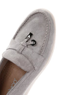Kadın Gri Süet Deri Comfort Loafer | Derimod Kadın Gri Süet Deri Comfort Loafer | Derimod