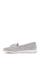 Kadın Gri Süet Deri Comfort Loafer | Derimod Kadın Gri Süet Deri Comfort Loafer | Derimod