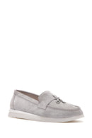 Kadın Gri Süet Deri Comfort Loafer | Derimod Kadın Gri Süet Deri Comfort Loafer | Derimod