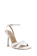 Women's White Ankle Strap Thin Heeled Leather Sandals | Derimod Women's White Ankle Strap Thin Heeled Leather Sandals | Derimod