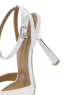Women's White Ankle Strap Thin Heeled Leather Sandals | Derimod Women's White Ankle Strap Thin Heeled Leather Sandals | Derimod