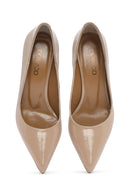 Women's Beige Thin Heeled Patent Leather Stiletto | Derimod Women's Beige Thin Heeled Patent Leather Stiletto | Derimod