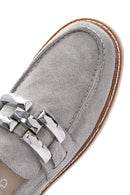 Kadın Gri Süet Deri Maskülen Loafer | Derimod Kadın Gri Süet Deri Maskülen Loafer | Derimod