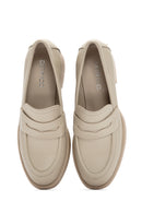 Kadın Krem Kalın Topuklu Deri Maskülen Loafer | Derimod Kadın Krem Kalın Topuklu Deri Maskülen Loafer | Derimod