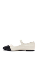 Women's Cream Banded Leather Ballerinas | Derimod Women's Cream Banded Leather Ballerinas | Derimod