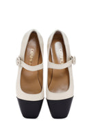 Women's Cream Banded Leather Ballerinas | Derimod Women's Cream Banded Leather Ballerinas | Derimod